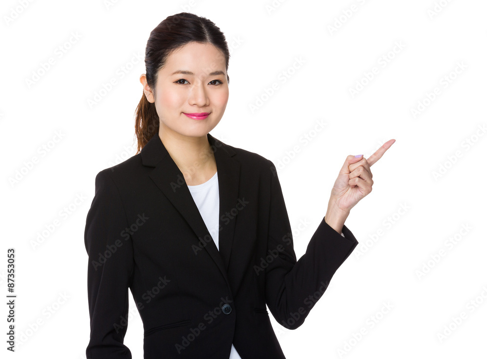 Confident Businesswoman with finger point up Confident Businesswoman with finger point up