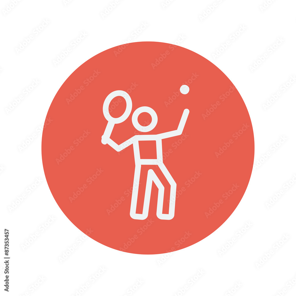 Tennis player in serving position thin line icon Tennis player in serving position thin line icon