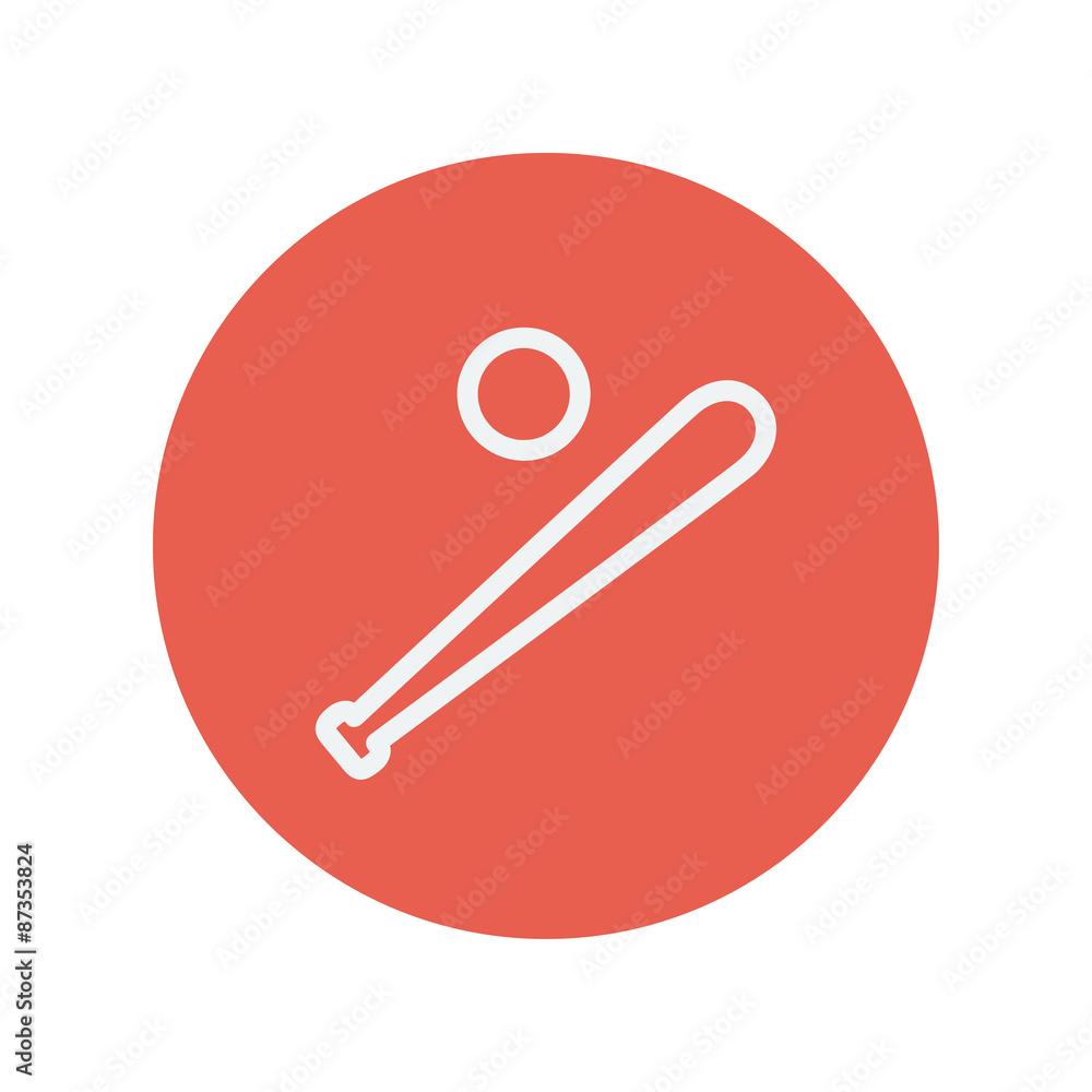 Baseball bat and ball thin line icon Baseball bat and ball thin line icon