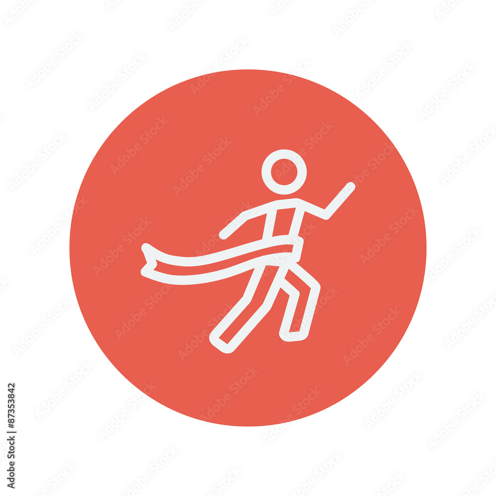 Fototapeta premium Winner crossed the finish line thin line icon