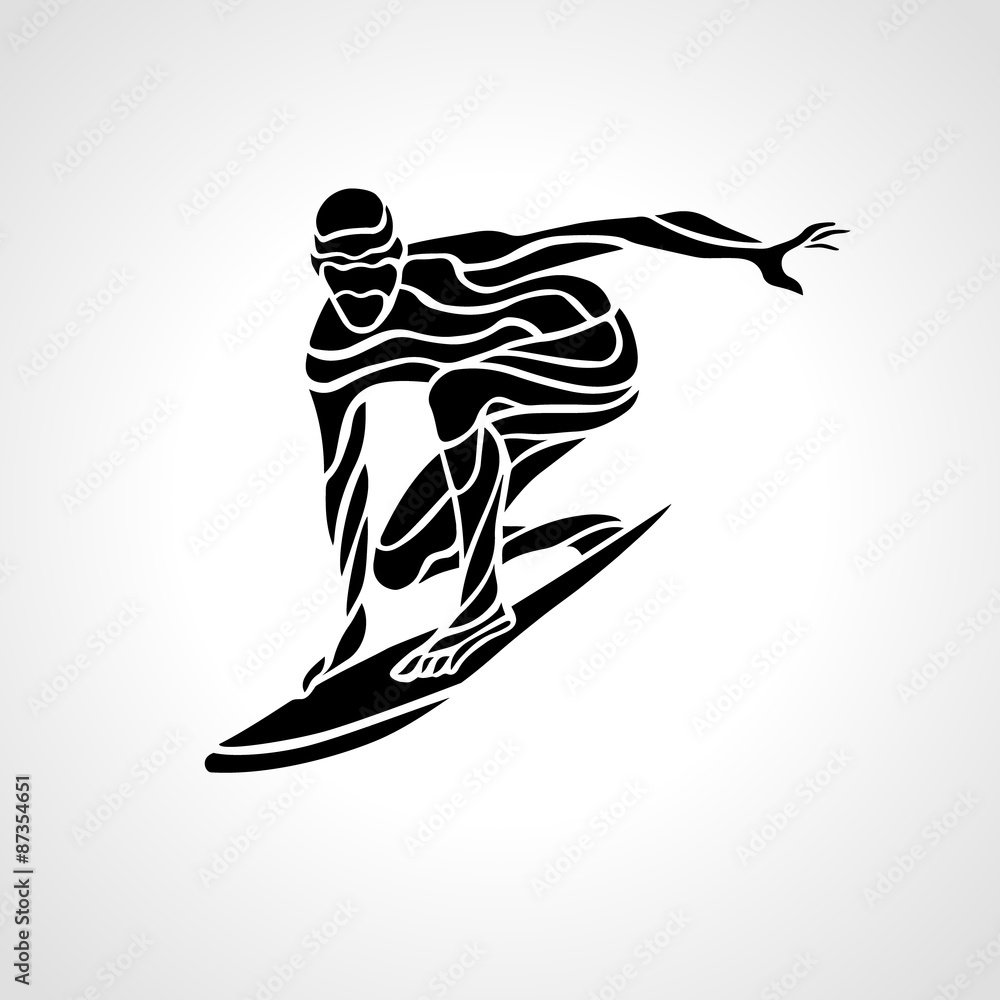 Creative silhouette of surfer Creative silhouette of surfer