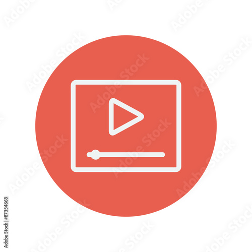 Play button with fast forward thin line icon