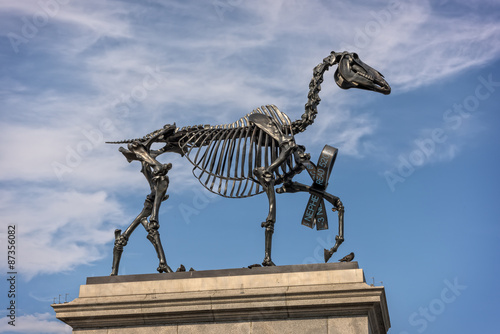 Sculpture of skeletal horse in Londons Trafalgar Square