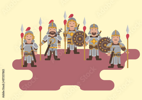 Ancient chinese soldier flat graphic