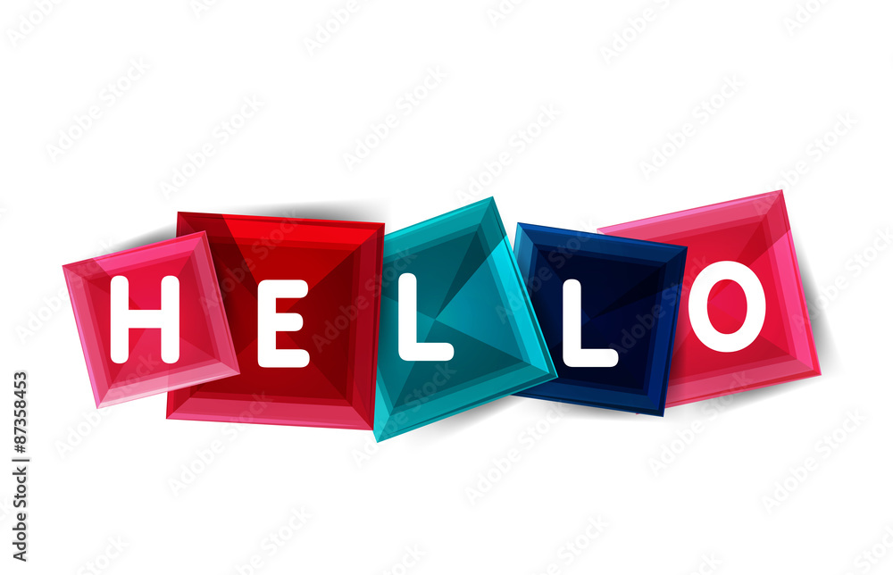 Hello word button banner or squares Hello word button banner or squares