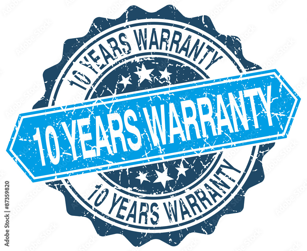 Obraz premium 10 years warranty blue round grunge stamp on white