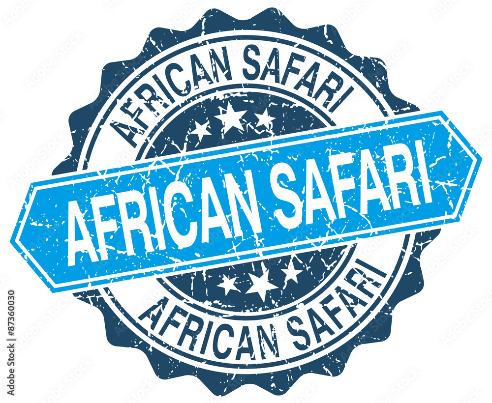 Obraz premium african safari blue round grunge stamp on white