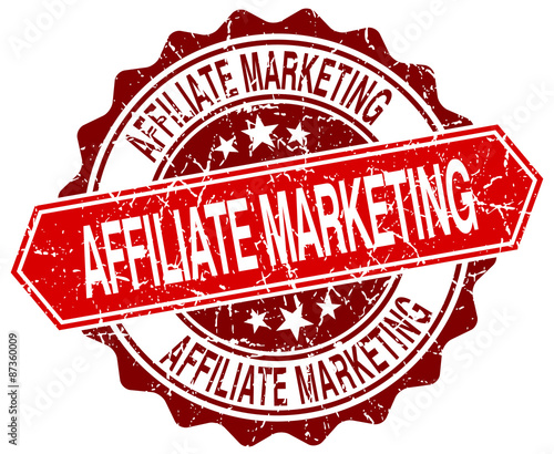 affiliate marketing red round grunge stamp on white