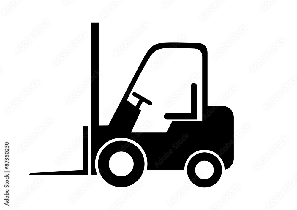 Black forklift truck on white background Black forklift truck on white background