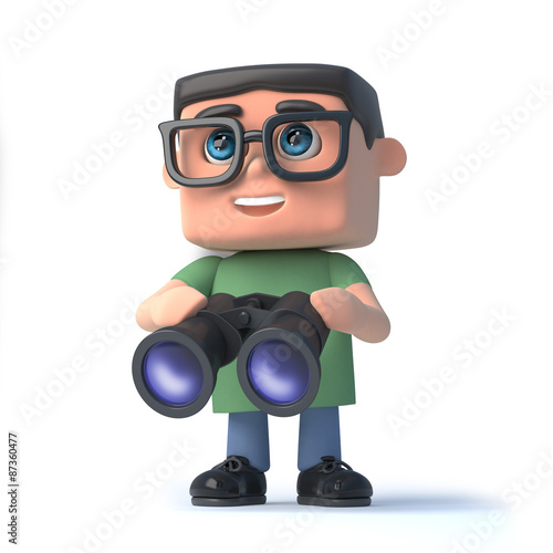3d Boy in glasses with binoculars © Steve Young