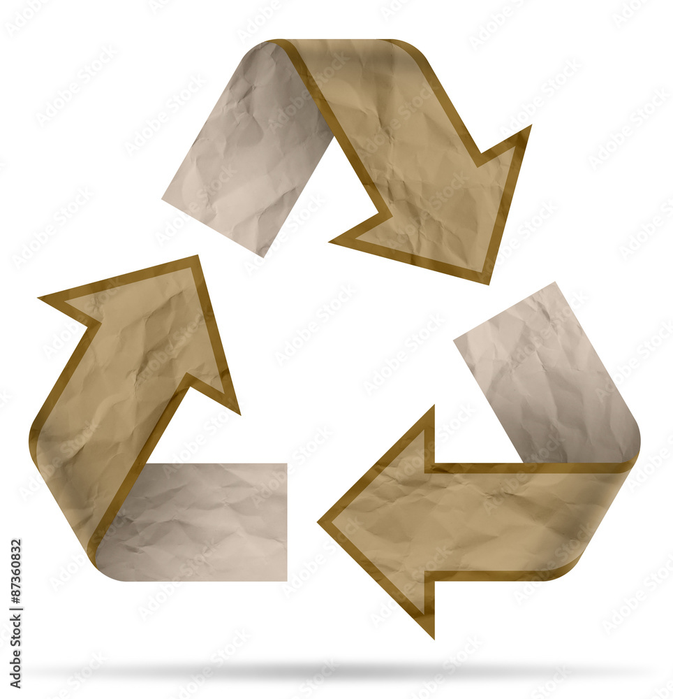 recycle symbol from crumpled paper recycle symbol from crumpled paper