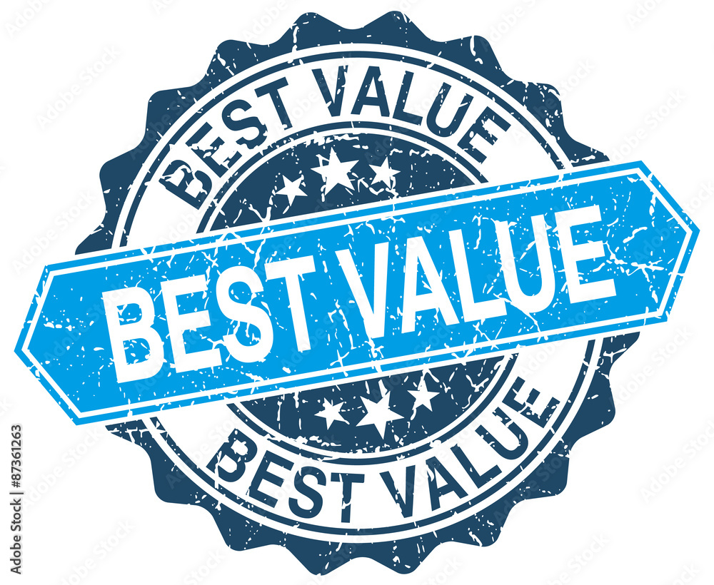 Fototapeta premium best value blue round grunge stamp on white