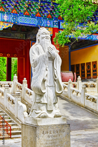 Statue of Confucius, the great Chinese philosopher in Temple of