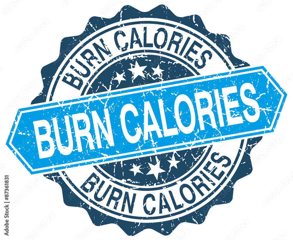 Obraz premium burn calories blue round grunge stamp on white