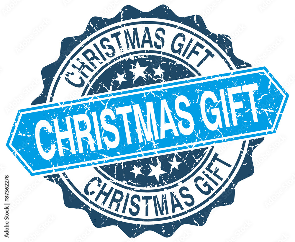 christmas gift blue round grunge stamp on white christmas gift blue round grunge stamp on white