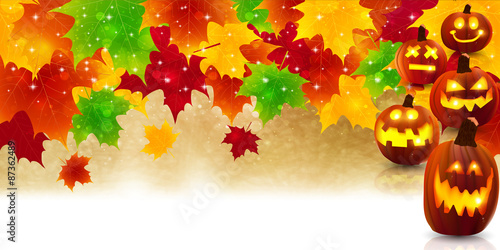 ハロウィン　かぼちゃ　もみじ