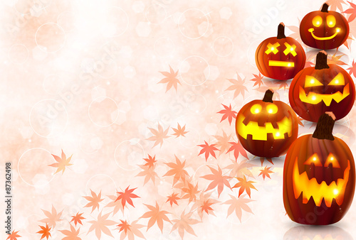 ハロウィン　かぼちゃ　もみじ