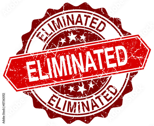 eliminated red round grunge stamp on white
