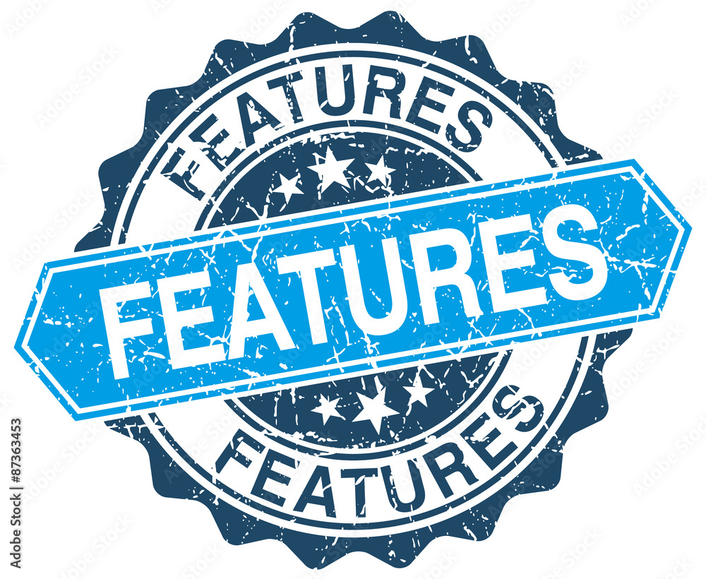 Fototapeta premium features blue round grunge stamp on white