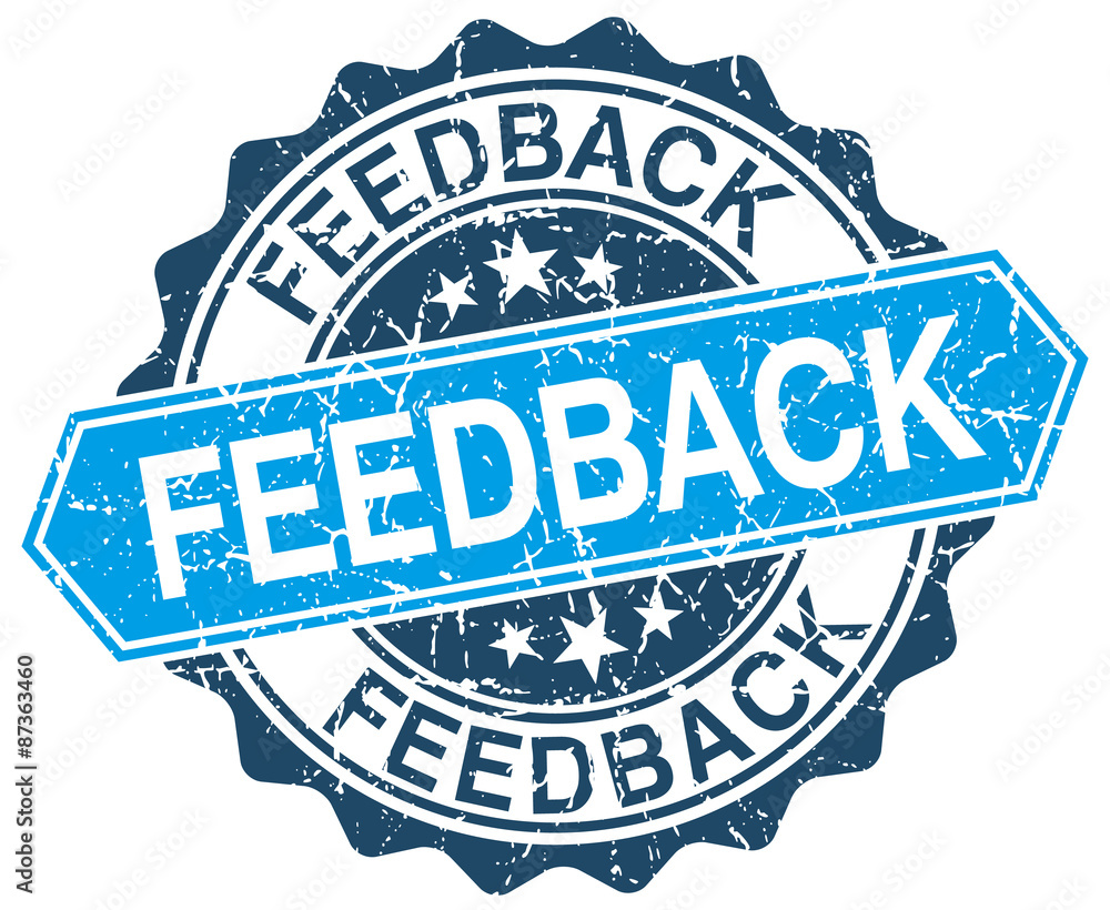 Fototapeta premium feedback blue round grunge stamp on white