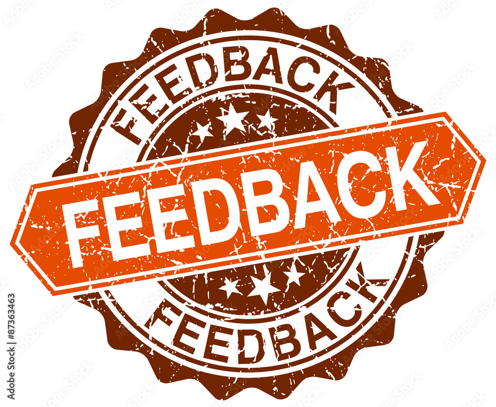 Obraz premium feedback orange round grunge stamp on white