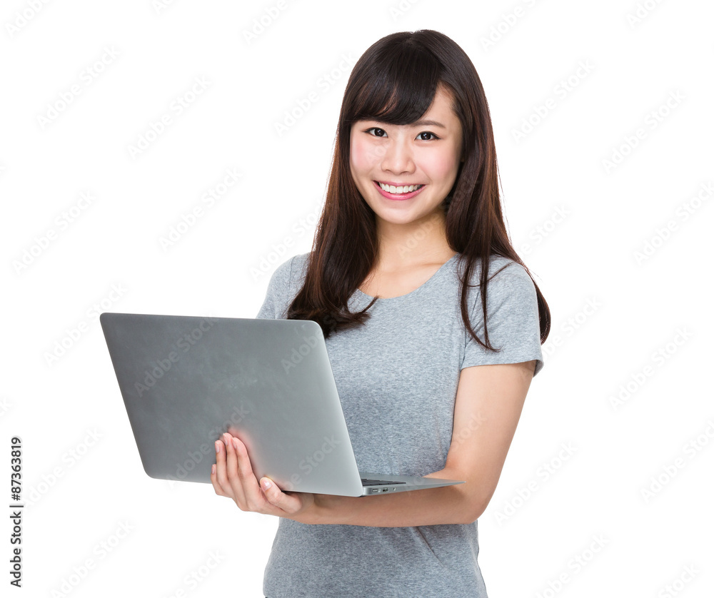 Young woman use of the notebook computer Young woman use of the notebook computer