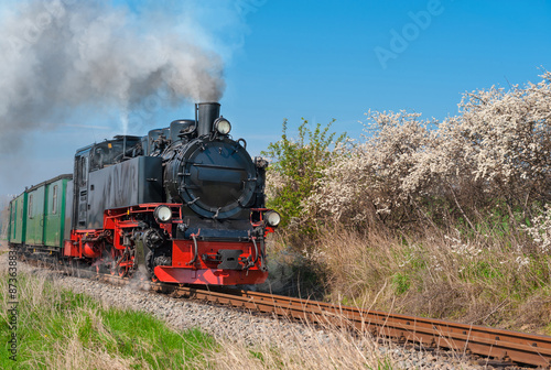 Historical steam train on island Rugen