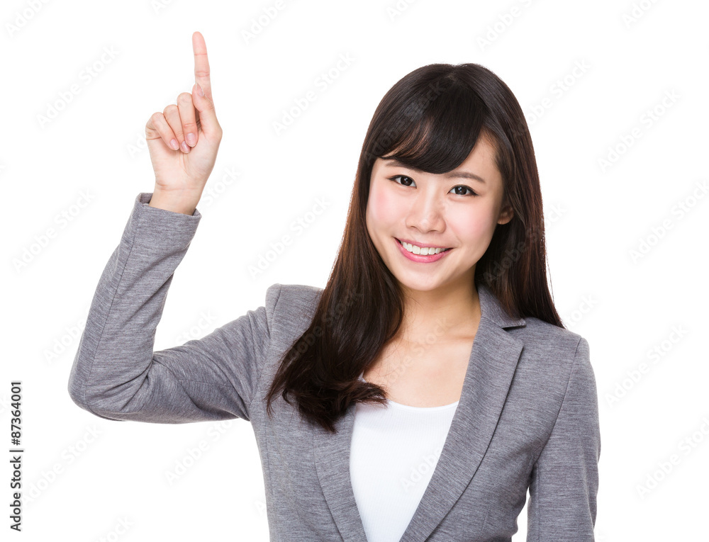 Asian businesswoman with finger point up Asian businesswoman with finger point up