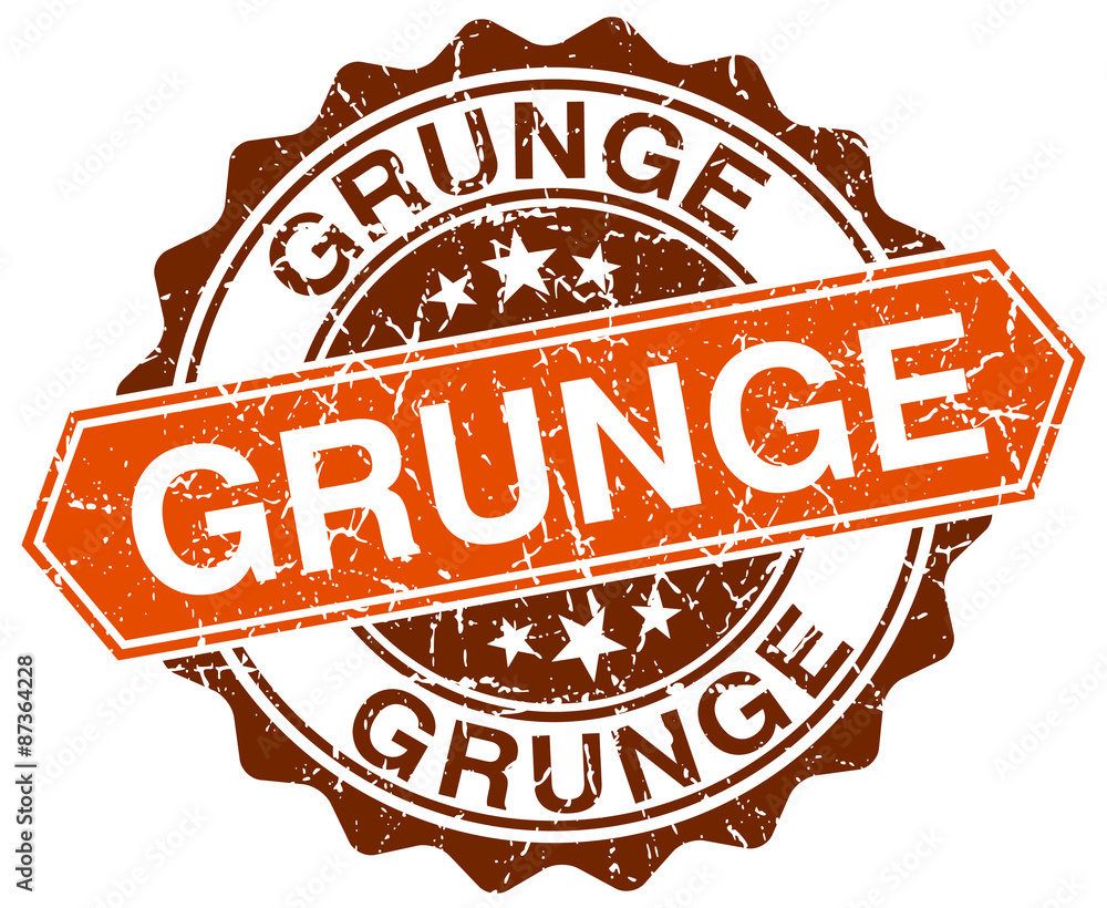 Fototapeta premium grunge orange round grunge stamp on white