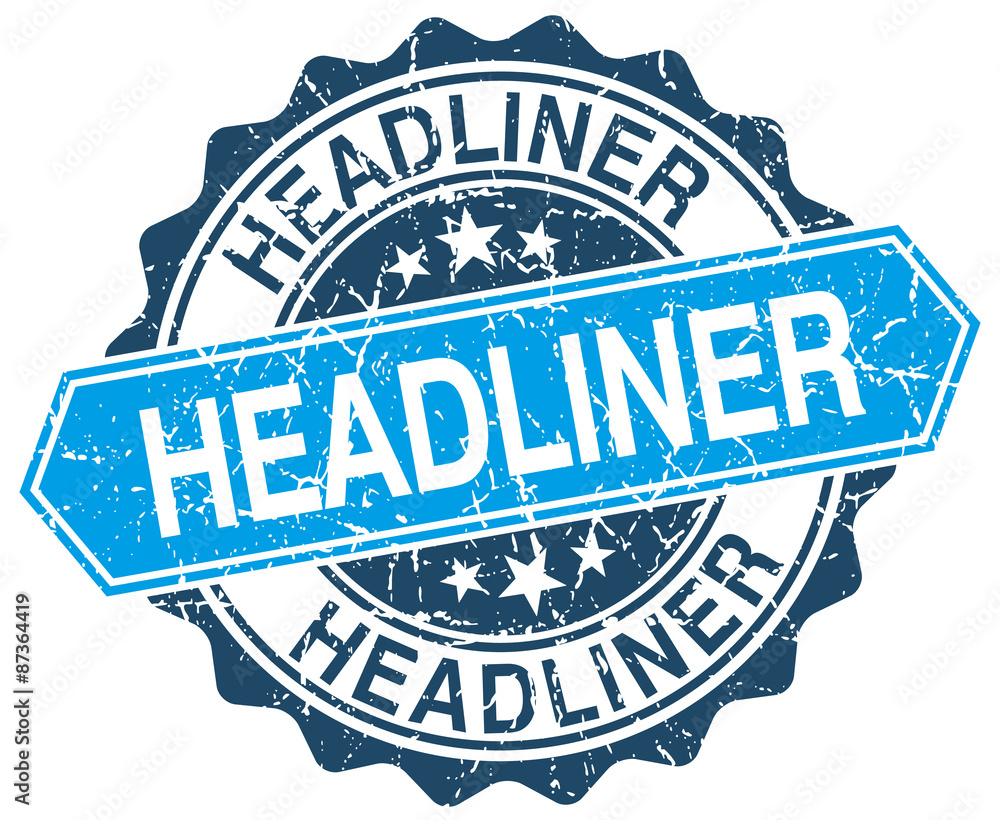 Fototapeta premium headliner blue round grunge stamp on white