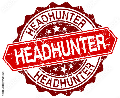 headhunter red round grunge stamp on white