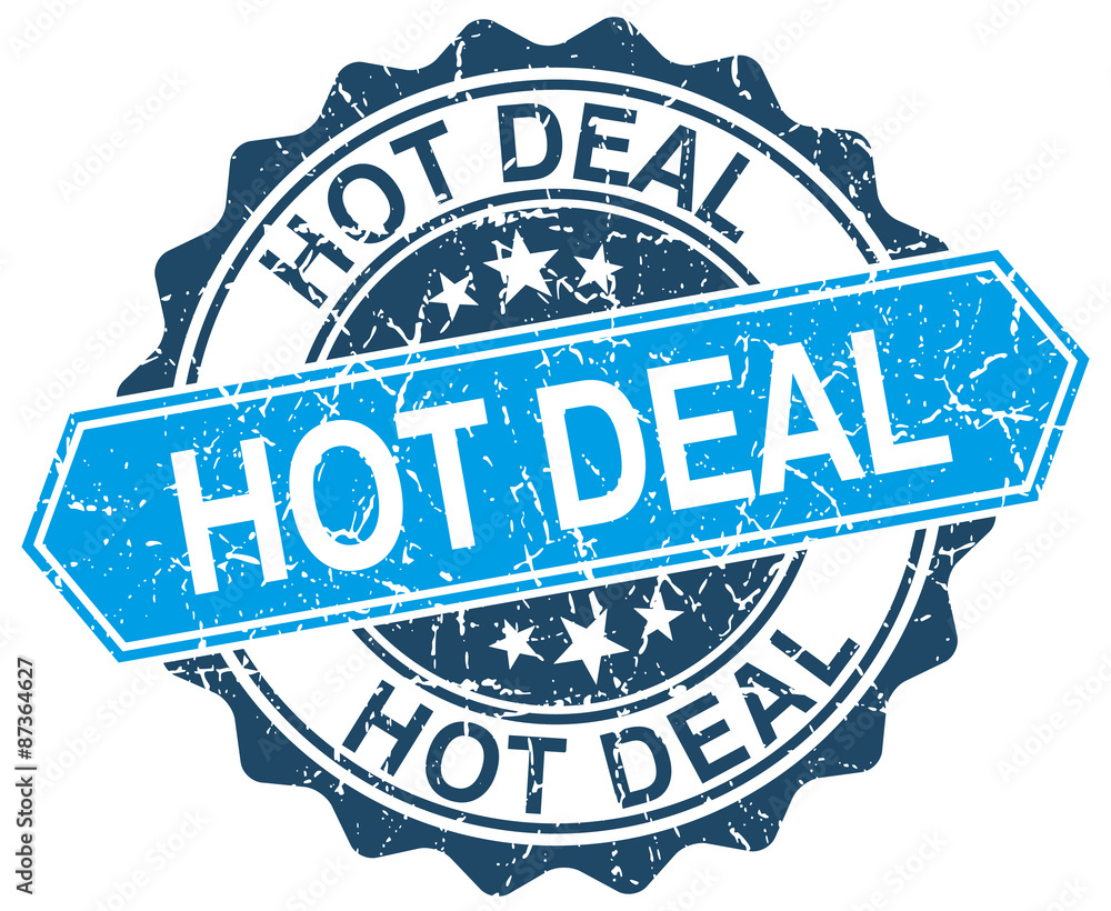 Fototapeta premium hot deal blue round grunge stamp on white