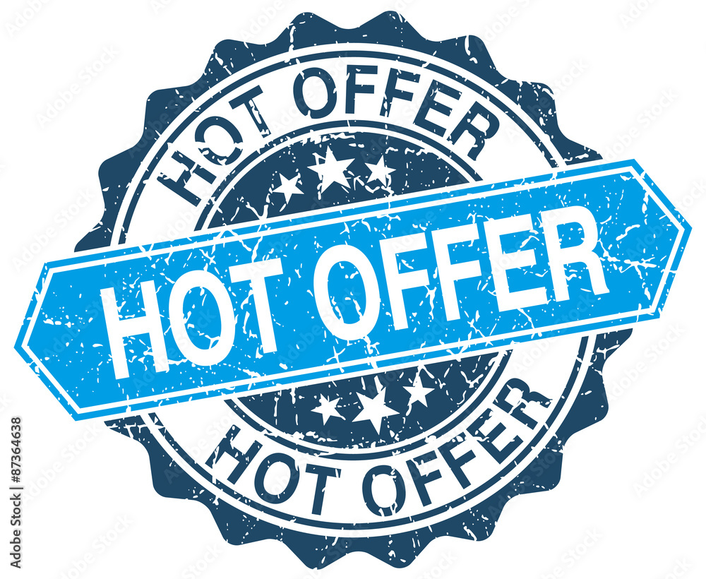 Fototapeta premium hot offer blue round grunge stamp on white