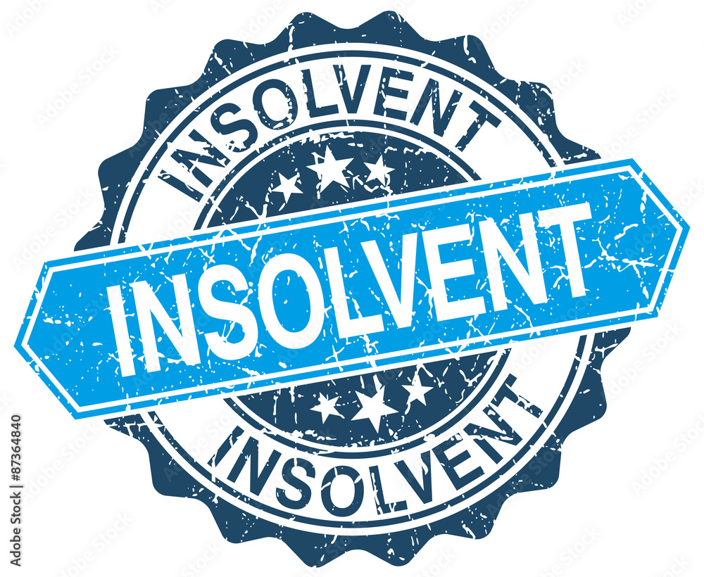 Fototapeta premium insolvent blue round grunge stamp on white