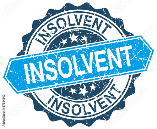 insolvent blue round grunge stamp on white