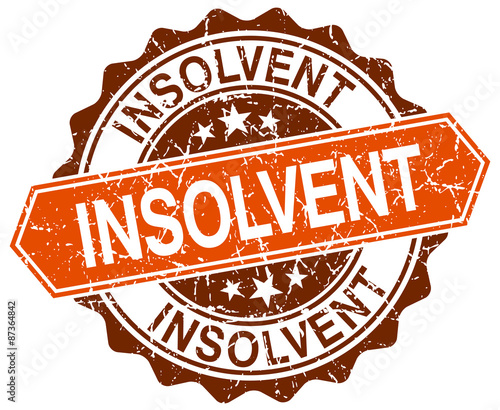 insolvent orange round grunge stamp on white