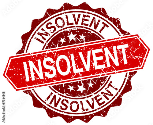 insolvent red round grunge stamp on white