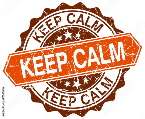 keep calm orange round grunge stamp on white