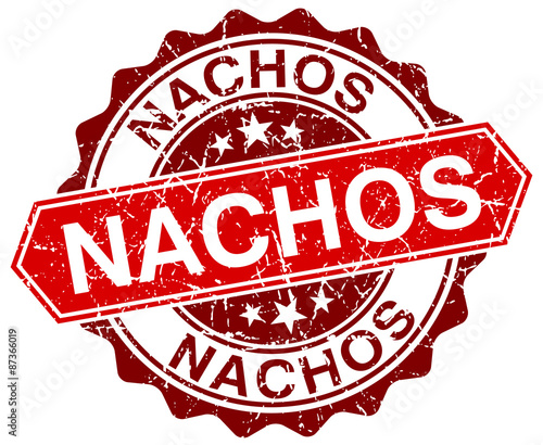 nachos red round grunge stamp on white