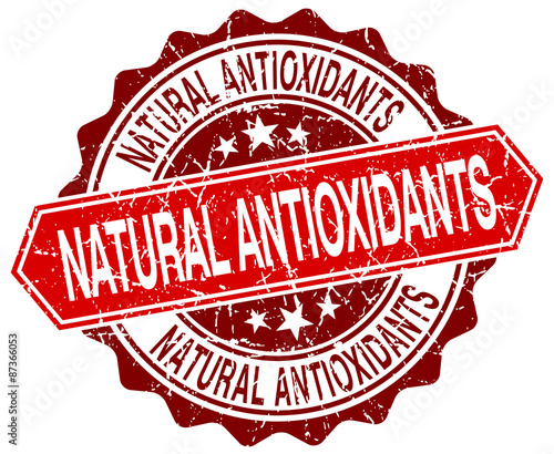 natural antioxidants red round grunge stamp on white