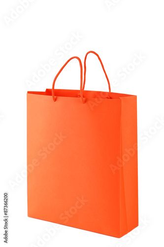 Orange shopping bag isolated on white