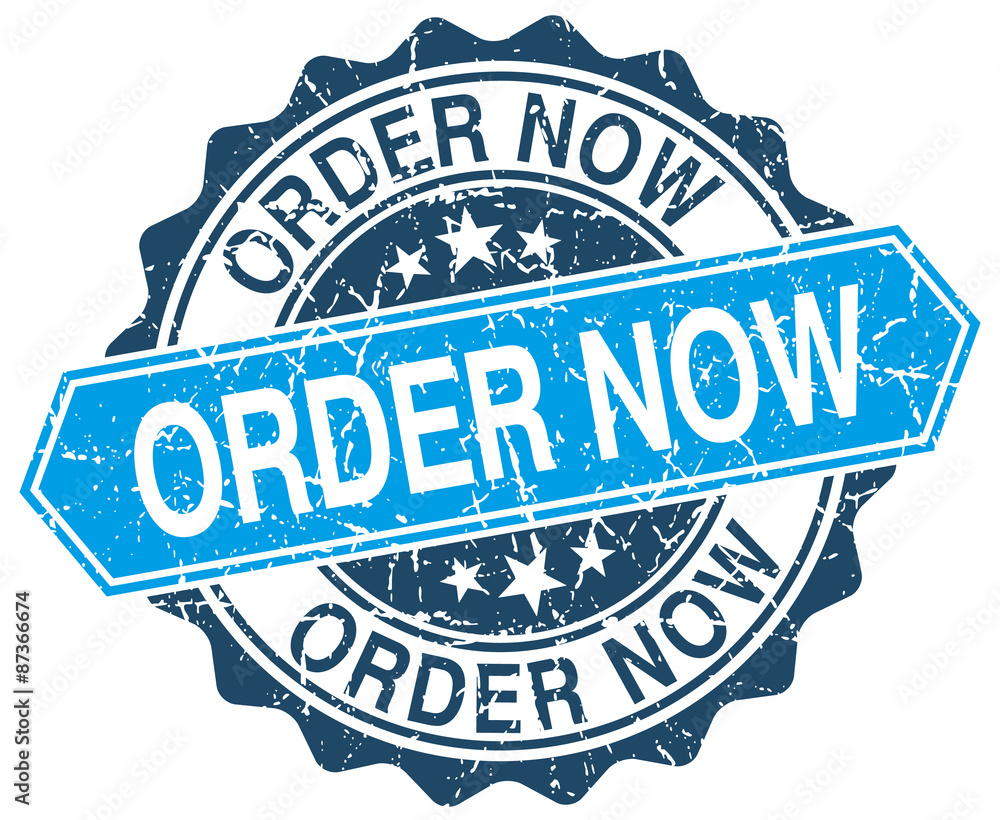 Fototapeta premium order now blue round grunge stamp on white