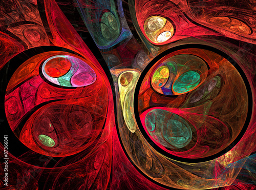 Abstract fractal red balls, background
