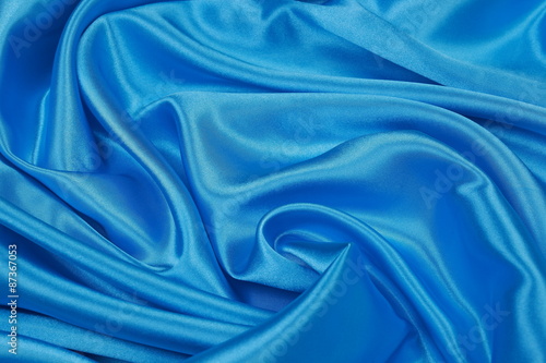 Blue Silk cloth of wavy abstract background