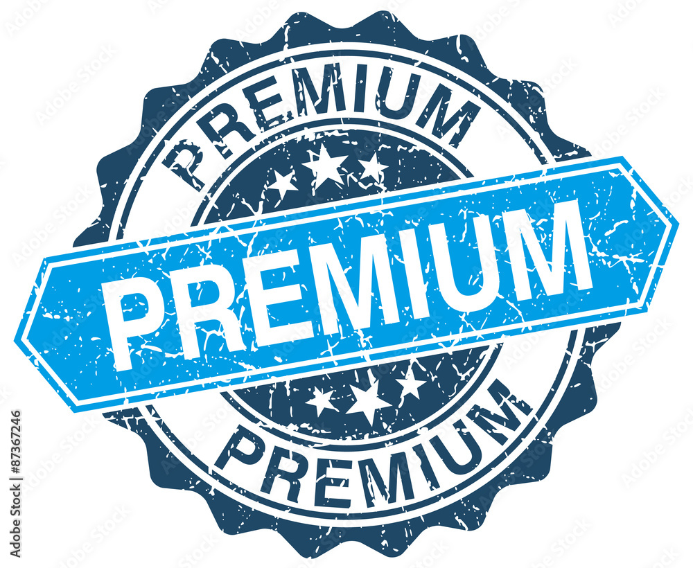 Fototapeta premium premium blue round grunge stamp on white