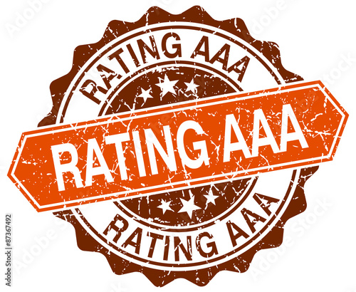 rating aaa orange round grunge stamp on white