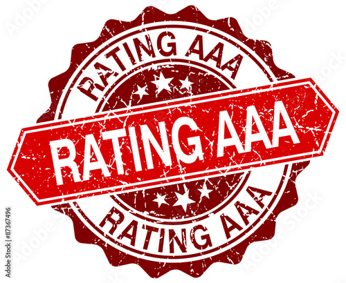 rating aaa red round grunge stamp on white