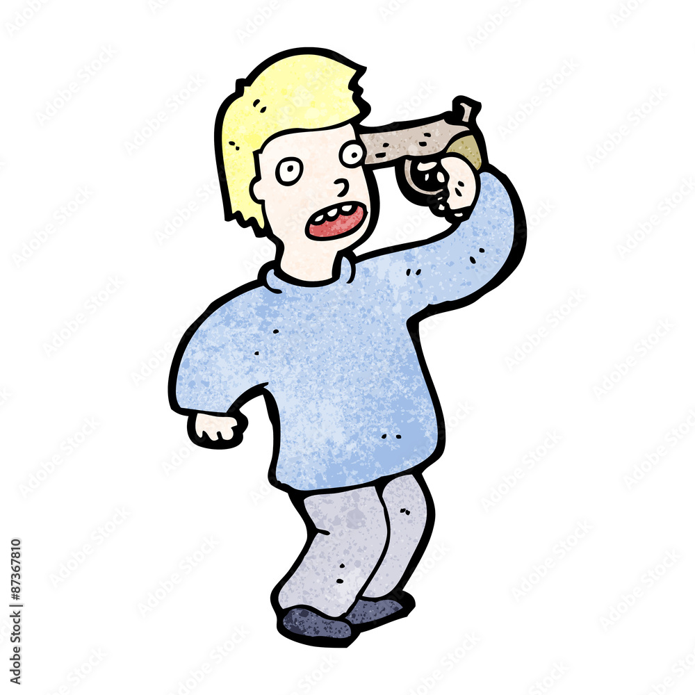 cartoon man with gun to head