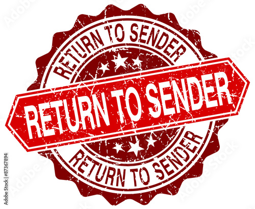return to sender red round grunge stamp on white
