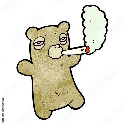cartoon bear smoking marijuana